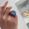 12ct Cushion Cut Paraiba Tourmaline and Ruby Cocktail Ring