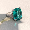 12ct Cushion Cut Green Paraiba Tourmaline Cocktail Ring