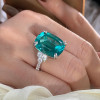 12ct Cushion Cut Green Paraiba Tourmaline Cocktail Ring