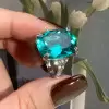 12ct Cushion Cut Green Paraiba Tourmaline Cocktail Ring