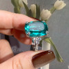 12ct Cushion Cut Green Paraiba Tourmaline Cocktail Ring