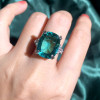 12ct Cushion Cut Green Paraiba Tourmaline Cocktail Ring