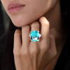 12ct Cushion Cut Green Paraiba Tourmaline Cocktail Ring