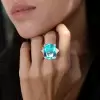 12ct Cushion Cut Green Paraiba Tourmaline Cocktail Ring