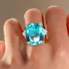 12ct Cushion Cut Green Paraiba Tourmaline Cocktail Ring