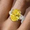 9.3ct Oval Cut Yellow Sapphire Engagement Ring
