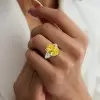 9.3ct Oval Cut Yellow Sapphire Engagement Ring