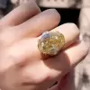 9.3ct Oval Cut Yellow Sapphire Engagement Ring