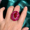 5.8ct Oval Cut Ruby Allover Paved Vintage Cocktail Ring