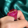5.8ct Oval Cut Ruby Allover Paved Vintage Cocktail Ring