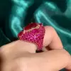 5.8ct Oval Cut Ruby Allover Paved Vintage Cocktail Ring