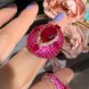 5.8ct Oval Cut Ruby Allover Paved Vintage Cocktail Ring