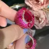 5.8ct Oval Cut Ruby Allover Paved Vintage Cocktail Ring