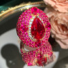 5.8ct Oval Cut Ruby Allover Paved Vintage Cocktail Ring