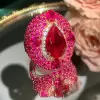 5.8ct Oval Cut Ruby Allover Paved Vintage Cocktail Ring