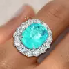 9.3ct Oval Cut Paraiba Tourmaline Halo Cocktail Ring