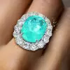 9.3ct Oval Cut Paraiba Tourmaline Halo Cocktail Ring