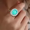 9.3ct Oval Cut Paraiba Tourmaline Halo Cocktail Ring