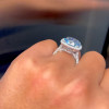 8ct Cushion Cut Blue Sapphire Halo Paved Cocktail Ring