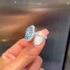 8ct Cushion Cut Blue Sapphire Halo Paved Cocktail Ring