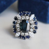 2.5ct Cushion Cut Sapphire Halo Cocktail Ring