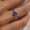 3ct Cushion Cut Rainbow Topaz Three-Sided Engagement Ring