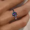 3ct Cushion Cut Rainbow Topaz Three-Sided Engagement Ring
