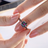 3ct Cushion Cut Rainbow Topaz Three-Sided Engagement Ring