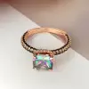 3ct Cushion Cut Rainbow Topaz Three-Sided Engagement Ring