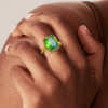 8.4ct Cushion Cut Green Sapphire Vintage Leaf Ring