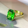8.4ct Cushion Cut Green Sapphire Vintage Leaf Ring