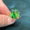 8.4ct Cushion Cut Green Sapphire Vintage Leaf Ring