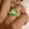 8.4ct Cushion Cut Green Sapphire Vintage Leaf Ring
