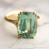 8.4ct Cushion Cut Green Sapphire Vintage Leaf Ring