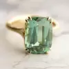 8.4ct Cushion Cut Green Sapphire Vintage Leaf Ring