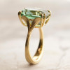 8.4ct Cushion Cut Green Sapphire Vintage Leaf Ring