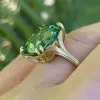 8.4ct Cushion Cut Green Sapphire Vintage Leaf Ring
