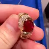 5ct Oval Cut Ruby Vintage Swirl Cocktail Ring