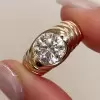3.8ct Round Cut Curved Wave Engagement Ring