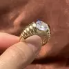 3.8ct Round Cut Curved Wave Engagement Ring