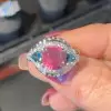 5.6ct Cushion Cut Fuchsia Sapphire Cocktail Ring