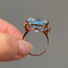 14ct Emerald Cut Aquamarine Vintage Cocktail Ring