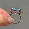 14ct Emerald Cut Aquamarine Vintage Cocktail Ring