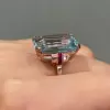 14ct Emerald Cut Aquamarine Vintage Cocktail Ring