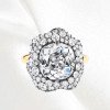 5.6ct Cushion Cut White Sapphire Floral Engagement Ring