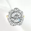 5.6ct Cushion Cut White Sapphire Floral Engagement Ring