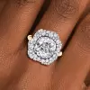 5.6ct Cushion Cut White Sapphire Floral Engagement Ring