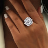 5.6ct Cushion Cut White Sapphire Floral Engagement Ring