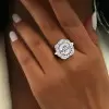 5.6ct Cushion Cut White Sapphire Floral Engagement Ring