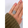 5.6ct Cushion Cut White Sapphire Floral Engagement Ring